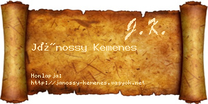 Jánossy Kemenes névjegykártya